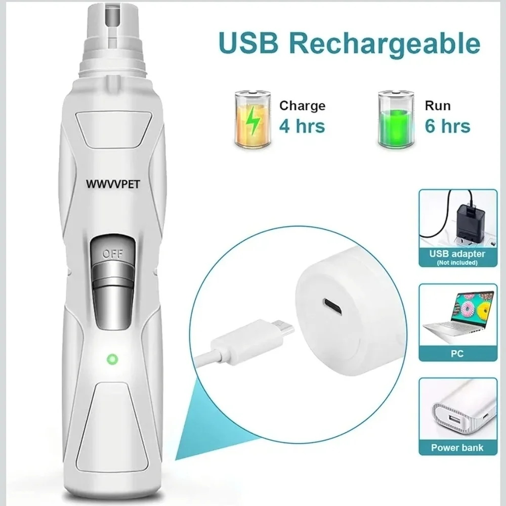 White Electric Pet Nail Grinder
